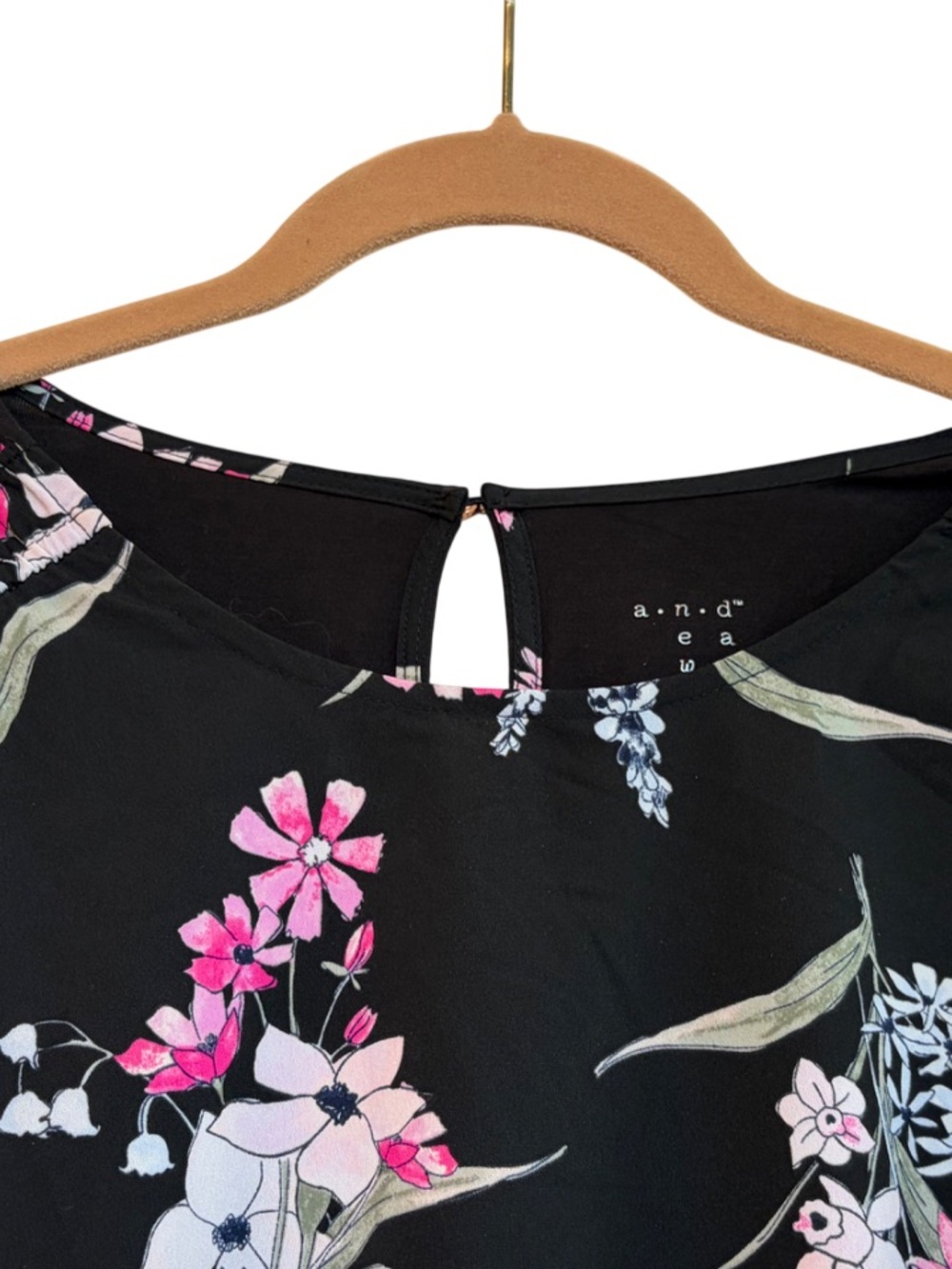 RESERVED A NEW DAY Peplum Top Womens Medium Black Floral Sleeveless Tank Blouse - Picture 7 of 16